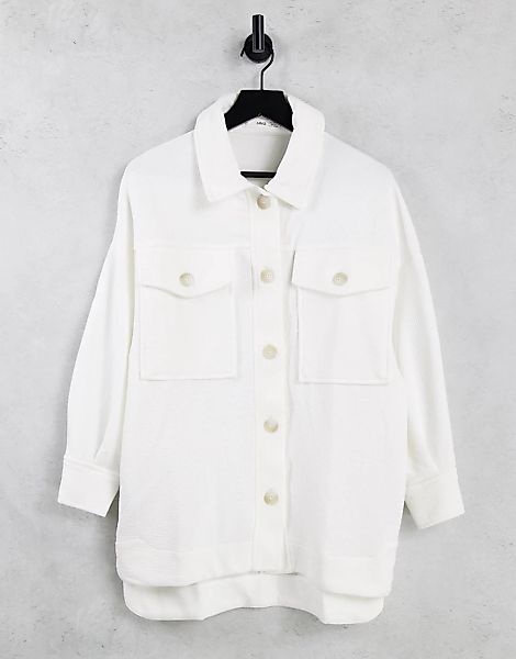 Mango – Weiße Hemdjacke mit Knopfleiste günstig online kaufen