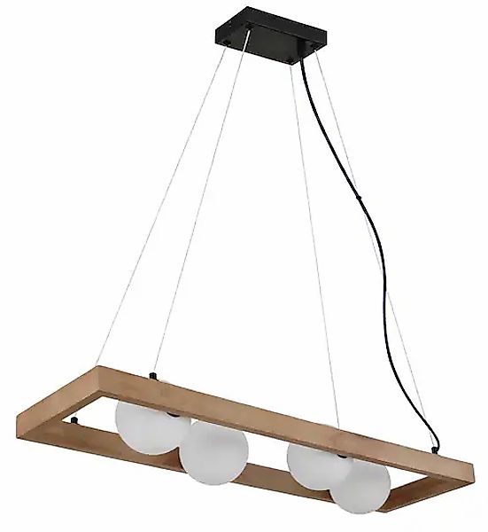 NOWA Pendelleuchte »NANDA« G9 1 Stk. Hängeleuchte, Glaskugeln opal, Holz, E günstig online kaufen