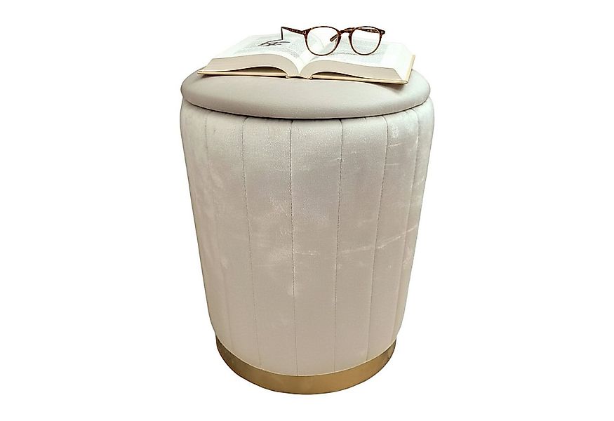 relaxdays Stauraumhocker Hocker aus Samt mit Stauraum, Beige günstig online kaufen