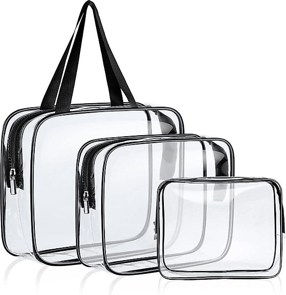 LuxusKollektion Kosmetiktasche Transparente PVC Kulturtasche 3er günstig online kaufen