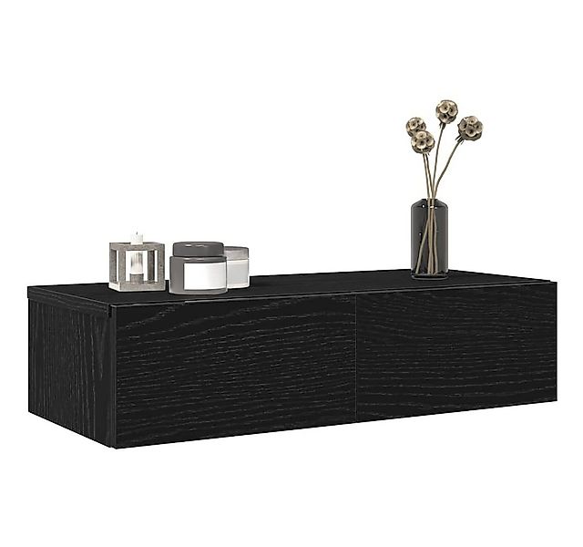 vidaXL Regal, Wandregal mit Schubladen Schwarz 60x26,5x15 cm Holzwerkstoff günstig online kaufen