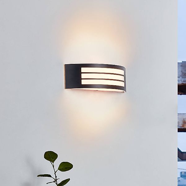 Lindby Außenwandlampe Vimal, E27, 32 cm, schwarz, Aluminium günstig online kaufen