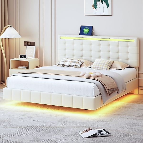 STILVORA Polsterbett 160x200 Bettgestell mit LED-Beleuchtung,Jugendbett günstig online kaufen
