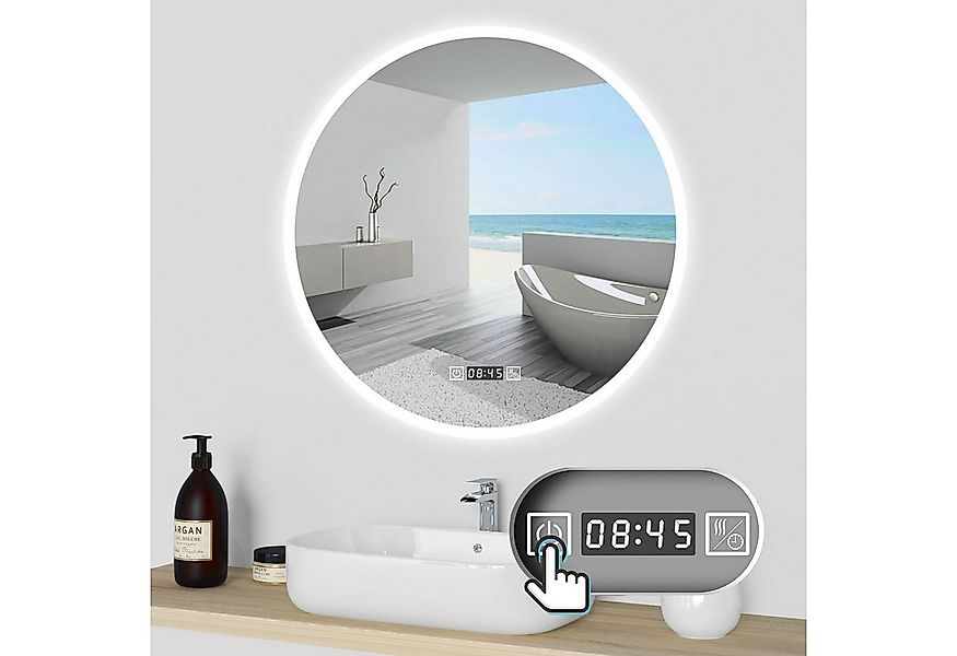 duschspa Badspiegel Wandspiegel Rund Kalt/Neutral/Warmweiß dimmbar Memory, günstig online kaufen