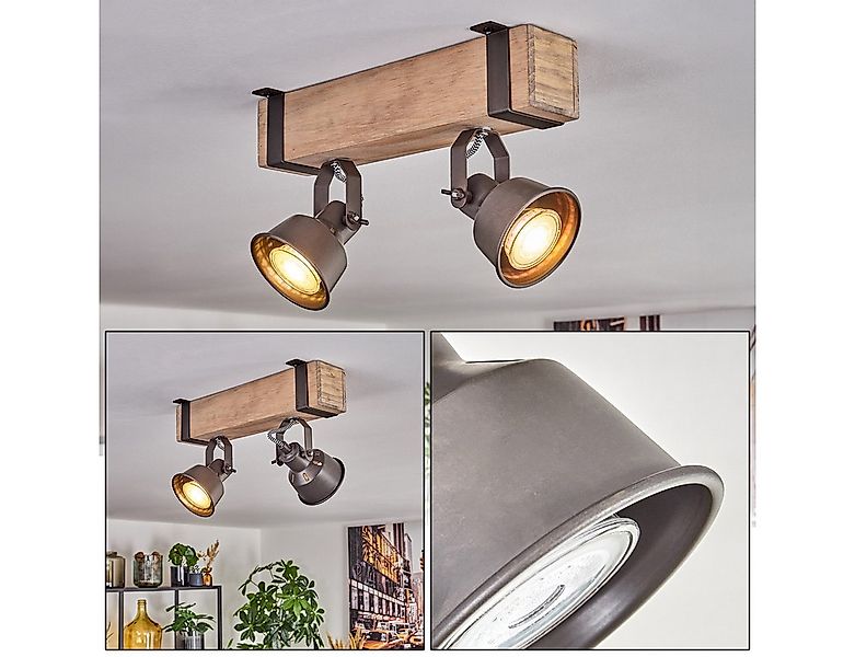 hofstein Deckenleuchte Deckenlampe verstellbar aus Metall/Holz in Grau/Natu günstig online kaufen