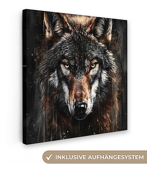OneMillionCanvasses® Leinwandbild Tiere - Wolf - Porträt - Schwarz - Braun, günstig online kaufen