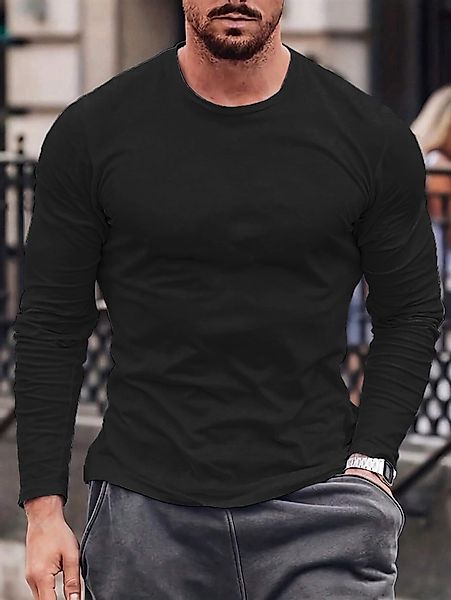 RMK Langarmshirt Herren Longsleeve Rundhals Einfarbig günstig online kaufen