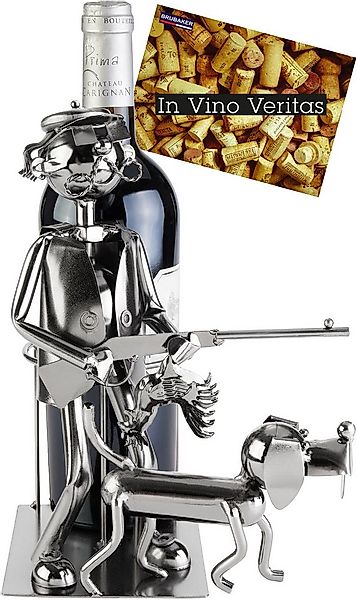 BRUBAKER Weinflaschenhalter Jäger mit Jagdhund - Flaschenhalter aus Metall günstig online kaufen