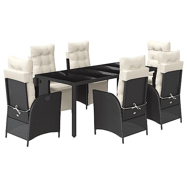 vidaXL 7-Tlg Garten-Essgruppe mit Kissen Schwarz Poly Rattan 3213318 günstig online kaufen