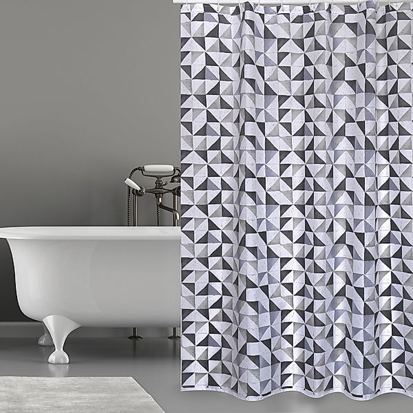 MSV Duschvorhang Calula Polyester 180 cm x 200 cm Weiß-Schwarz günstig online kaufen