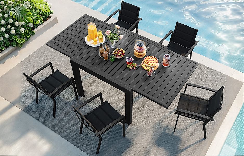HOMALL Gartentisch Gartenanbautisch 80/160 cm,ausziehbarer Aluminiumtisch günstig online kaufen