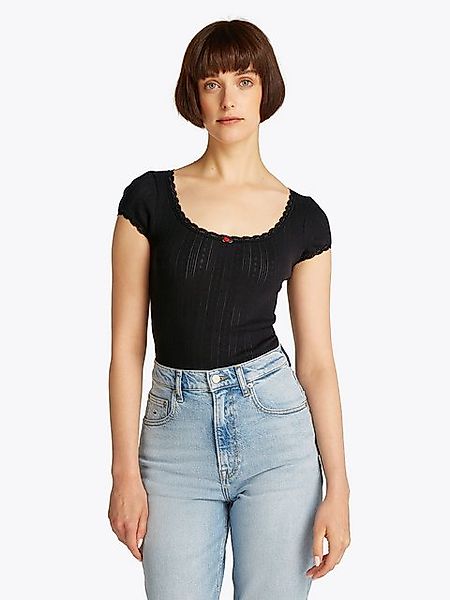 Tommy Jeans T-Shirt TJW SLIM SH POINTELLE SS TEE EXT mit Spitze, mit Lochmu günstig online kaufen