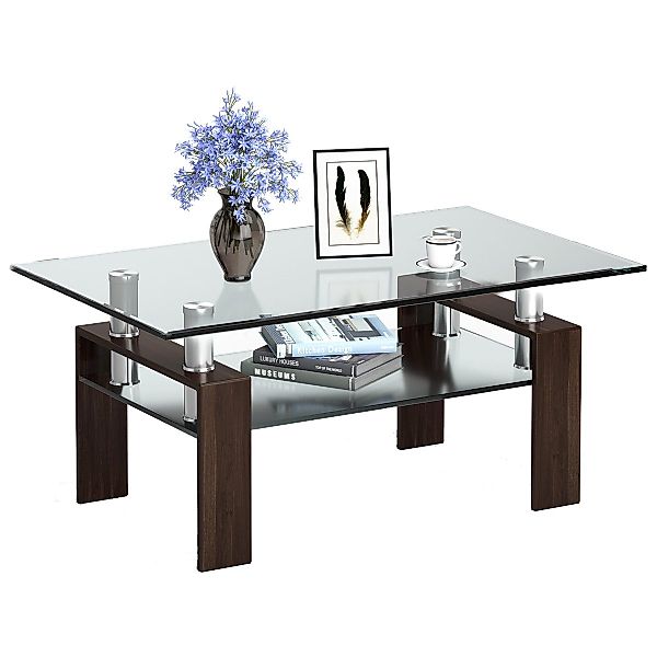 COSTWAY Couchtisch, aus Glas, Wohnzimmertisch mit günstig online kaufen