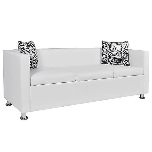 vidaXL Sofa Sofa 3-Sitzer Kunstleder Weiß günstig online kaufen