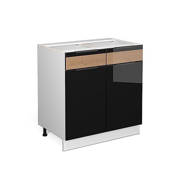 Vicco Badschrank Fame-Line Schwarz-Eiche Hochglanz/Weiß 80 x 82 cm ohne Arb günstig online kaufen