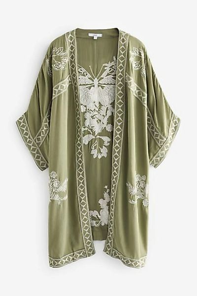 Next Blusenkimono Langer bestickter Kimono-Morgenmantel (1-tlg) günstig online kaufen