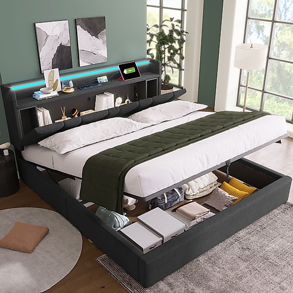 OKWISH Polsterbett Doppelbett (mit aufladen USB günstig online kaufen