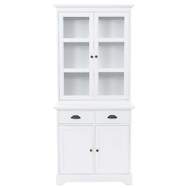 Vitrinenschrank Anrichte Mit 4 Türen Mdf Kiefer 80x40x180 Cm günstig online kaufen