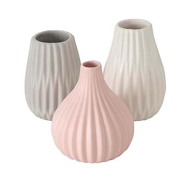 BOLTZE GRUPPE GmbH Dekovase Vase Wilma H14 cm Ø 8cm Steingut grau/rosa/weiß günstig online kaufen