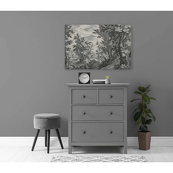 Bricoflor Leinwand Mit Märchenwald In Grau Blau Vintage Wandbild Mit Landsc günstig online kaufen