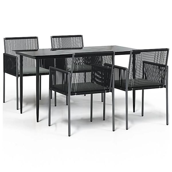 vidaXL 5-Tlg Garten-Essgruppe mit Kissen Schwarz Poly Rattan Stahl 3187067 günstig online kaufen