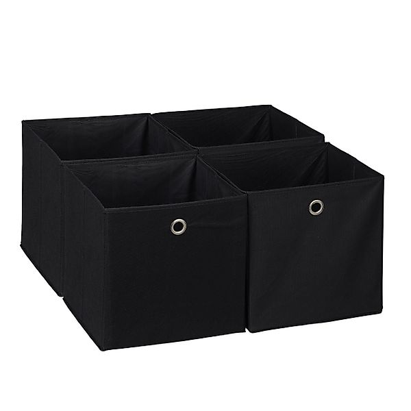 relaxdays Aufbewahrungsbox im 4er Set, Schwarz günstig online kaufen