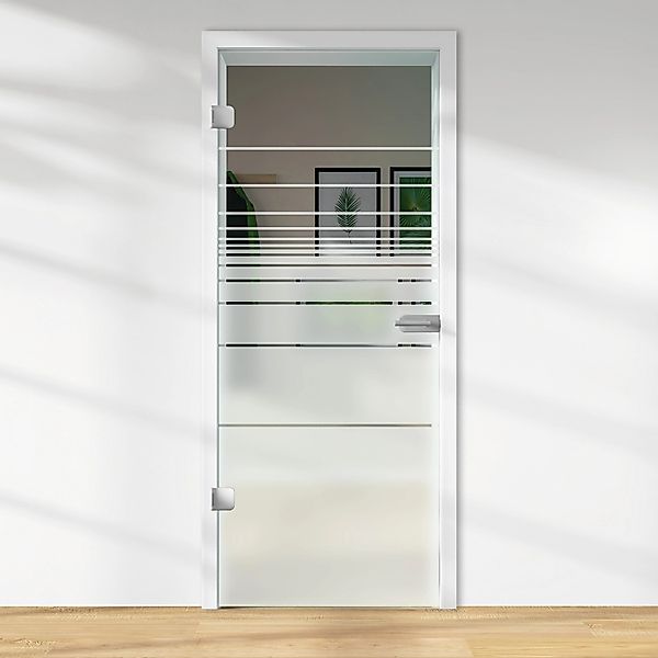 Glasdrehtür ESG Floatglas Dekor Siebdruck 36/81 DIN Links 2097 x 834 x 8 mm günstig online kaufen