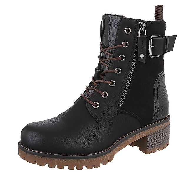 Ital-Design Damen Stiefel mit Reißverschluss und Schnürung Schnürstiefelett günstig online kaufen