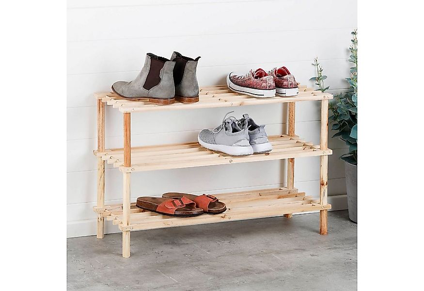 Haushalt International Schuhregal Schuhregal mit 3 Böden, aus Holz mit FSC® günstig online kaufen