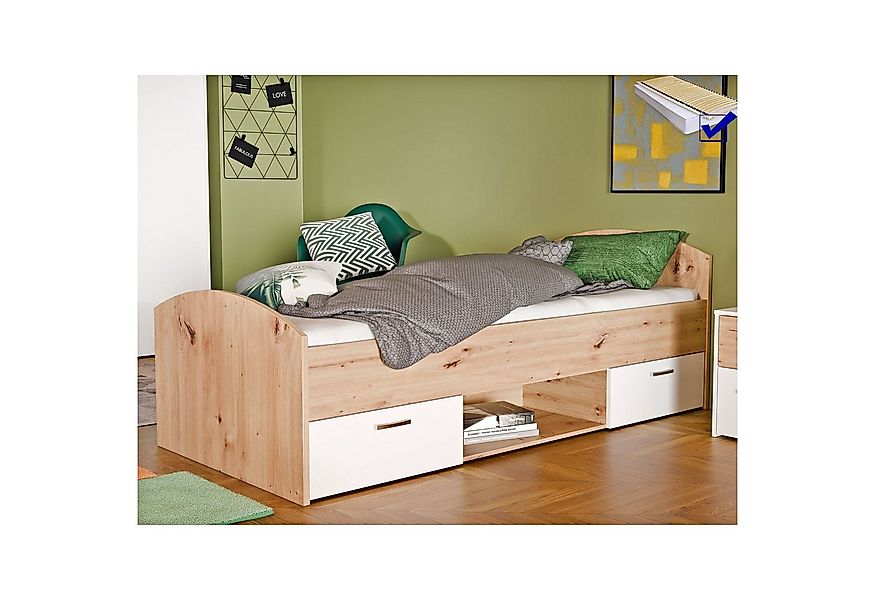 expendio Kinderbett Curdin 3, Weiß/ Artisan Oak Nb., 96x76x205 cm günstig online kaufen