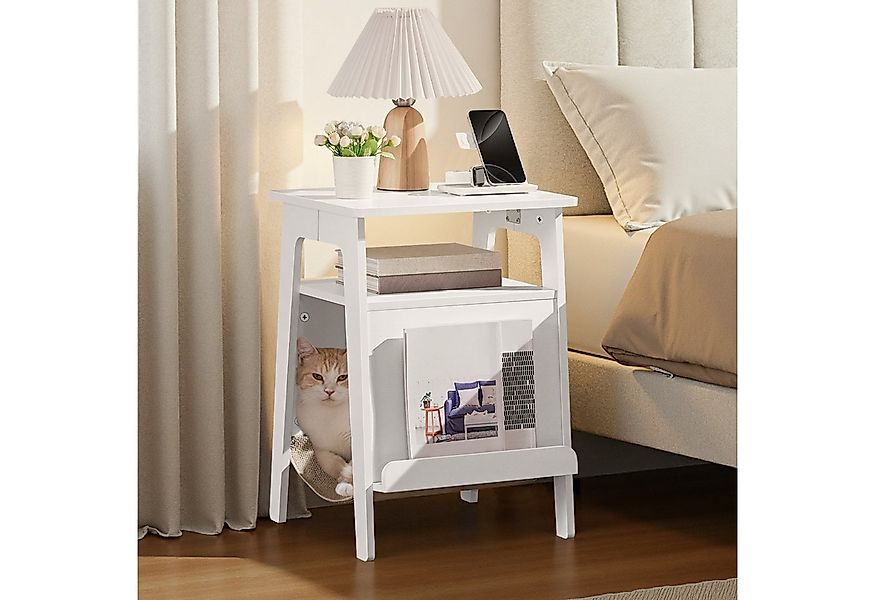 Yaheetech Beistelltisch mit Katzenbett & Kratzbrett, Sofatisch Mehrzweckmöb günstig online kaufen
