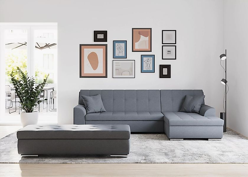 DOMO collection Ecksofa Treviso, wahlweise mit Bettfunktion, incl. Zierkiss günstig online kaufen