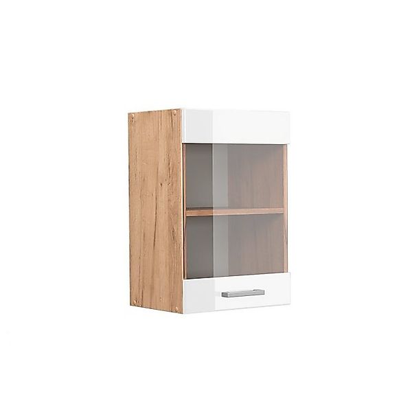 Vicco Küchenglasschrank R-Line Glashängeschrank Weiß Hochglanz/Goldkraft Ei günstig online kaufen
