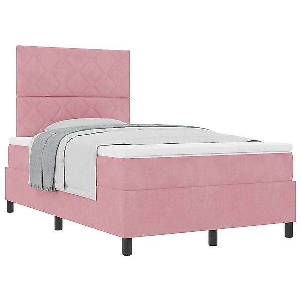 vidaXL Bett Boxspringbett mit Matratze Rosa 120x200 cm Samt (1-tlg) günstig online kaufen