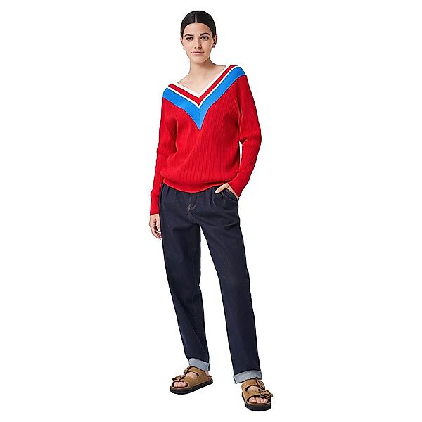 Salsa Jeans 125346-708 / Pointelle V-ausschnitt Pullover XS Red günstig online kaufen
