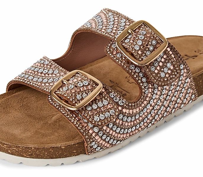 Tamaris Pantolette, Sommerschuh, Schlappen mit funkelnden Schmucksteinen be günstig online kaufen