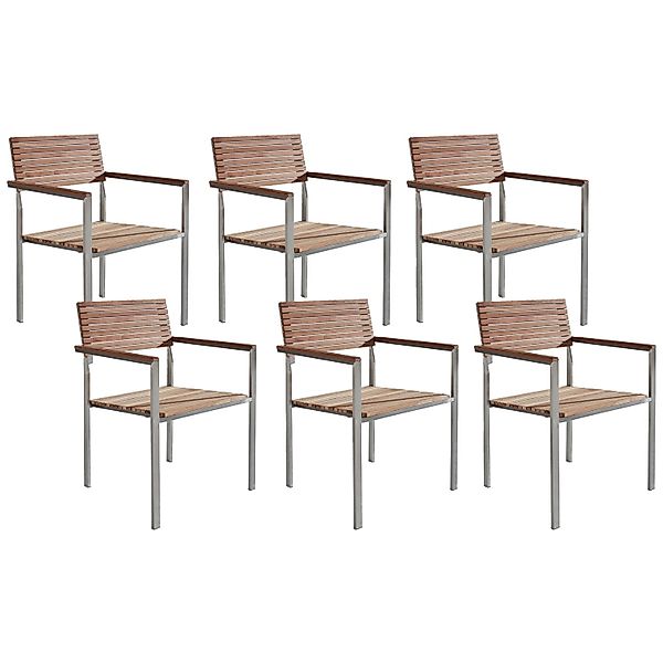 Beliani Gartenstuhl Heller Holzfarbton Silber 53x56x86 günstig online kaufen