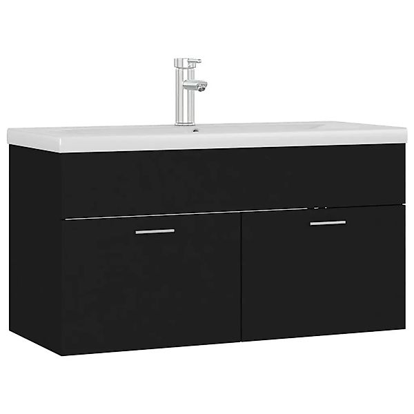 vidaXL Waschbeckenunterschrank mit Einbaubecken Schwarz Holzwerkstoff 30712 günstig online kaufen