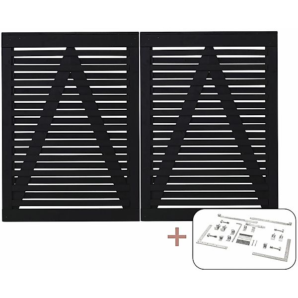 Doppeltor Osaka Nadelholz Schwarz 200 cm x 136 cm günstig online kaufen
