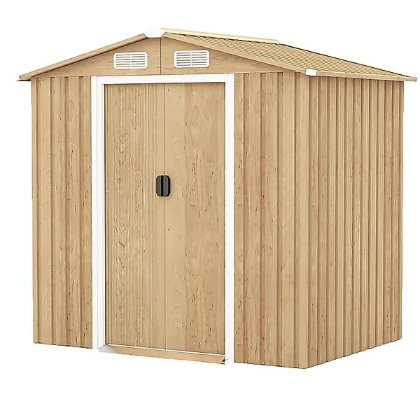 Costway Gerätehaus Metall Natur 196 x 142 x 186 cm günstig online kaufen