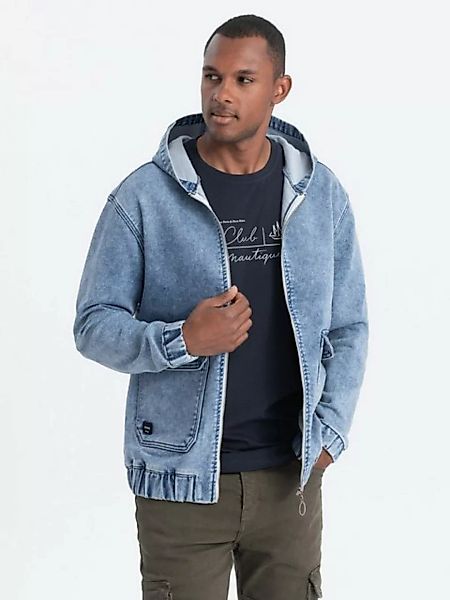 OMBRE Jeansjacke Herren Denim Katana Jacke Kapuze schwarz V4 C558 günstig online kaufen