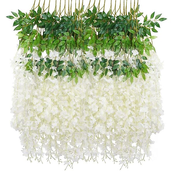 Kunstblumenstrauß 12 Stück Künstliche Glyzinien Blumensträuße günstig online kaufen