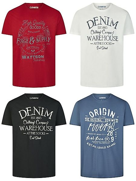 riverso T-Shirt Herren Printshirt RIVLeon Regular Fit (4-tlg) Kurzarm Tee S günstig online kaufen