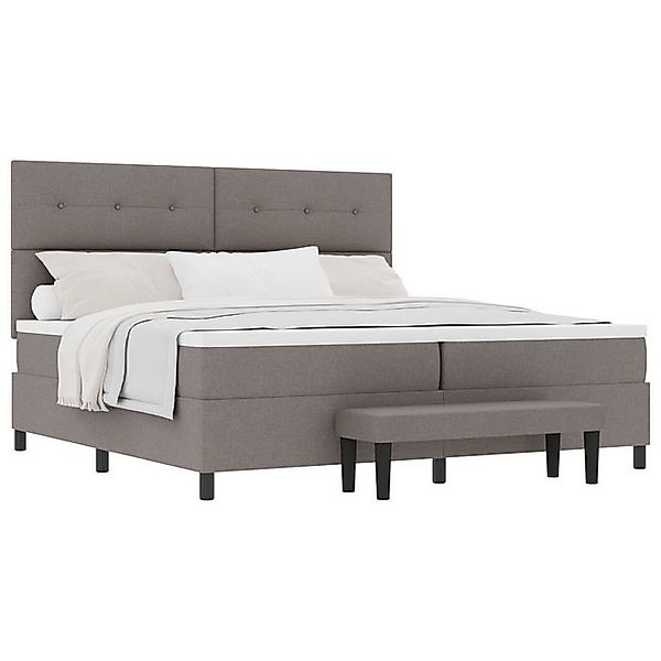 vidaXL Bett Boxspringbett mit Matratze & Bank Taupe 200x200 cm Stoff (2-tlg günstig online kaufen
