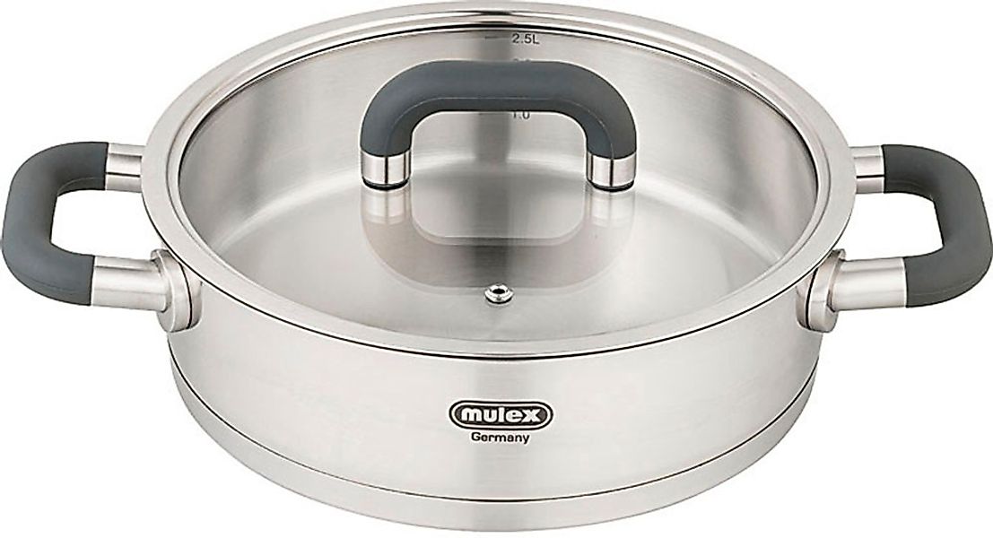 Mulex Servierpfanne »LUGANO«, Edelstahl 18/10, Glasdeckel, Schüttrand, Kaps günstig online kaufen