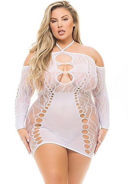 Pink Lipstick Lingerie Minikleid Plus Size Netz-Kleid transparent Übergröße günstig online kaufen