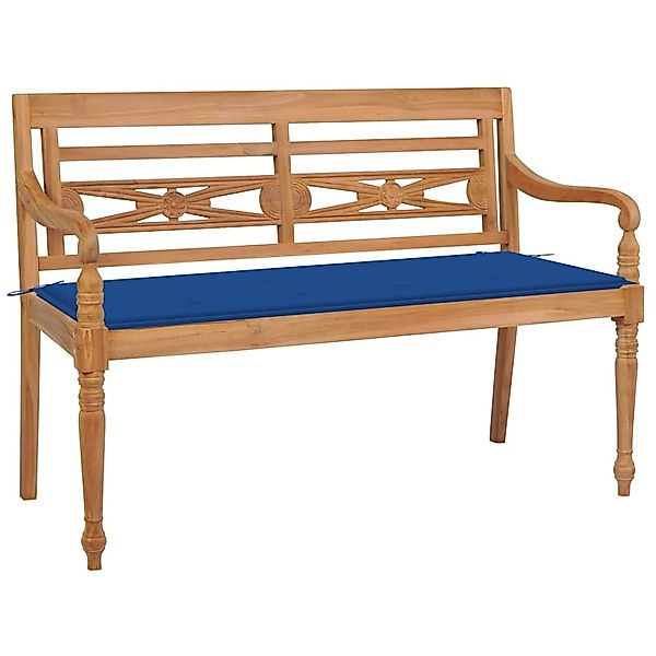 vidaXL Batavia-Gartenbank mit Königsblauem Kissen 120 cm Teak Massiv 306216 günstig online kaufen