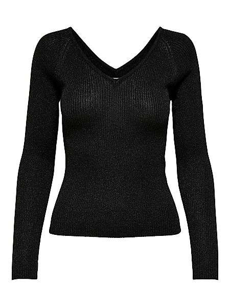 ONLY Glitzernder V-ausschnitt- Pullover Damen Schwarz günstig online kaufen