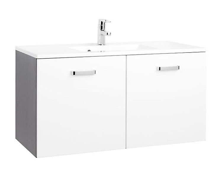 Waschtisch 100 2-trg Bologna von Held Möbel Weiß Hgl / Graphit günstig online kaufen