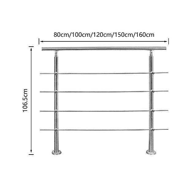 Clanmacy Treppengeländer Geländer Edelstahl Handlauf 80-160cm günstig online kaufen